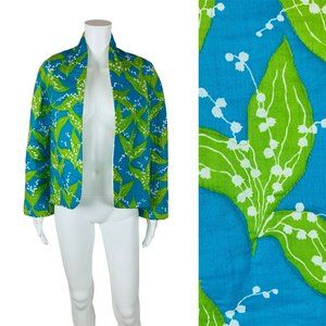 Vintage 70s Lily of the Valley Quilted Jacket Thai Lines Boho Cottagecore